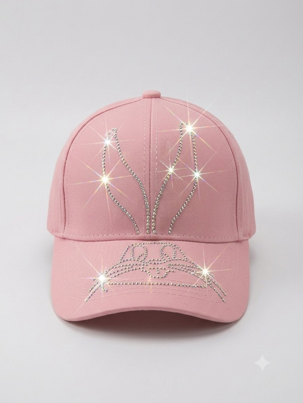 Pink Rhinestone Baseball Cap - Women Accessories